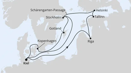 Route Große Ostsee-Reise ab Kiel