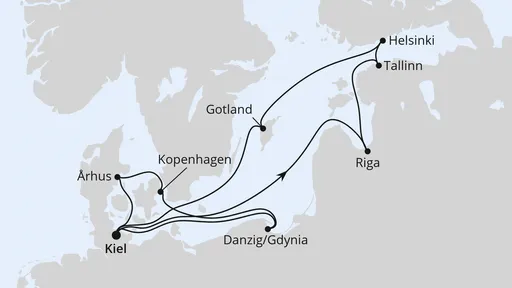 Route Große Ostsee-Reise mit Lichterfest in Riga ab Kiel