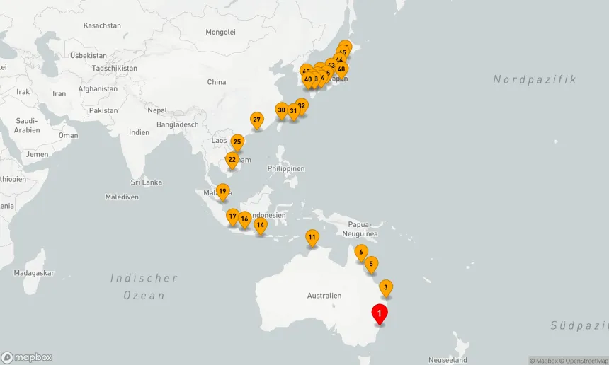Route 48 Nächte - GROSSE REISE VON AUSTRALIEN NACH JAPAN