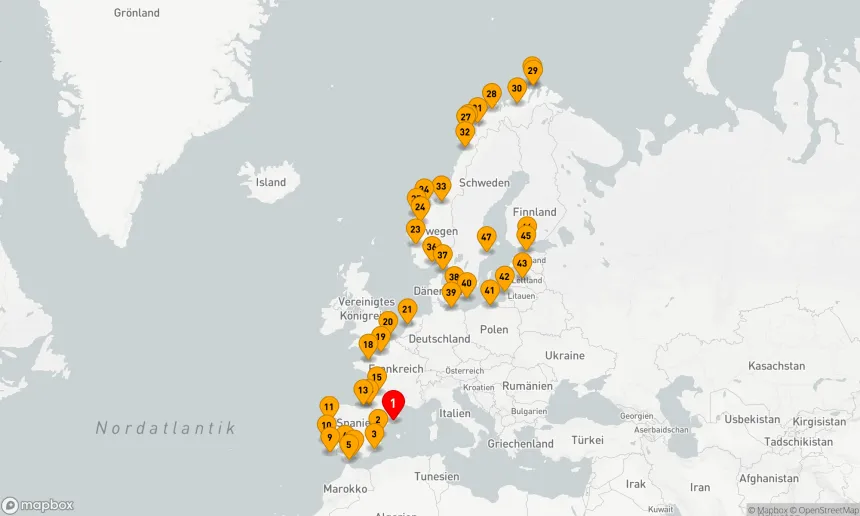Route 47 Nächte - GROSSE REISE VON BARCELONA NACH STOCKHOLM