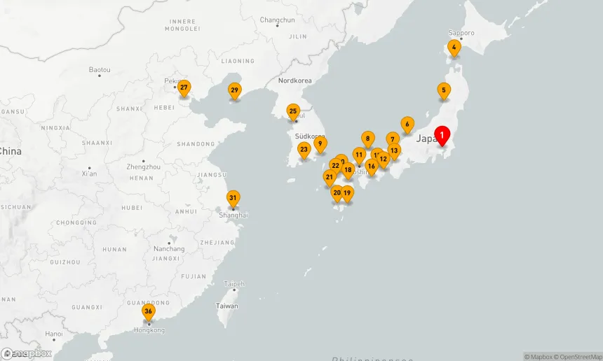 Route 36 Nächte - GROSSE REISE VON TOKIO NACH HONGKONG