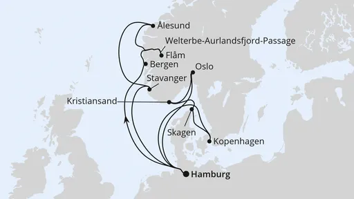 Route Große Skandinavien-Reise ab Hamburg 1