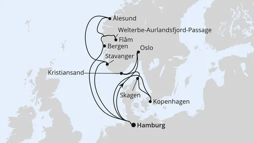 Route Große Skandinavien-Reise ab Hamburg 2