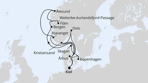 Route Große Skandinavien-Reise ab Kiel 1