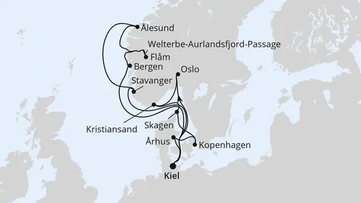 Route Große Skandinavien-Reise ab Kiel 2
