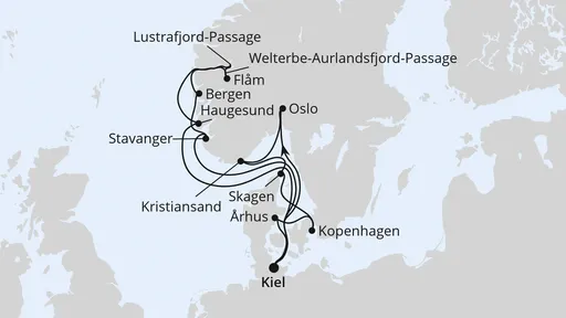 Route Große Skandinavien-Reise ab Kiel 2