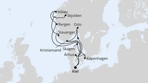 Route Große Skandinavien-Reise ab Kiel 2