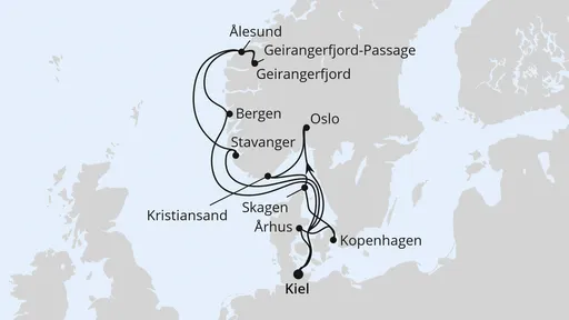 Route Große Skandinavien-Reise ab Kiel 2