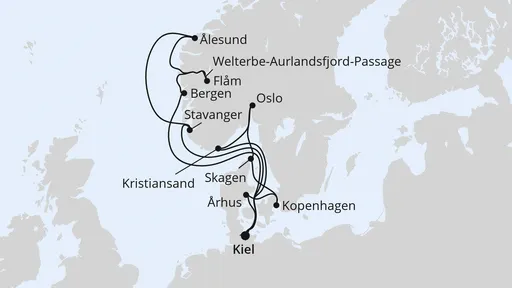 Route Große Skandinavien-Reise ab Kiel