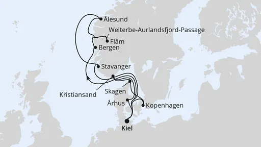 Route Große Skandinavien-Reise ab Kiel