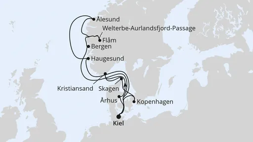 Route Große Skandinavien-Reise ab Kiel