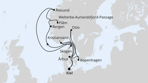 Route Große Skandinavien-Reise ab Kiel