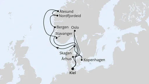 Route Große Skandinavien-Reise ab Kiel
