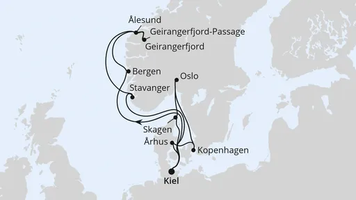Route Große Skandinavien-Reise ab Kiel