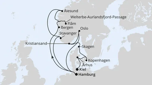 Route Große Skandinavien-Reise von Hamburg nach Kiel 1