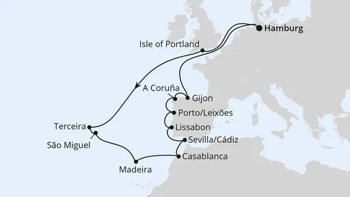 Route Große Winterpause Azoren & Marokko