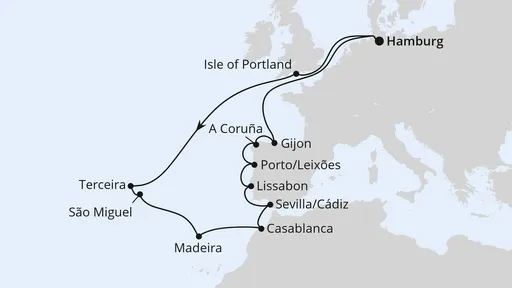 Route Große Winterpause Azoren & Marokko