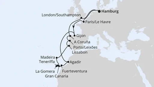 Route Große Winterpause Kanaren zu den Feiertagen