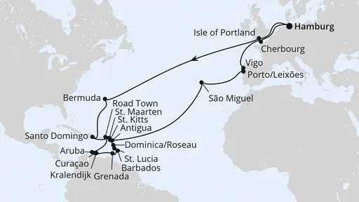 Route Große Winterpause Karibik mit Bermuda