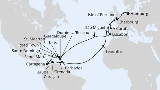 Route Große Winterpause Karibik mit Kolumbien