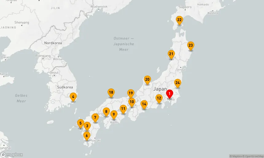 Route 24 Nächte - Großer Kreis Japan Kirschblüten