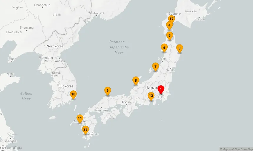 Route 24 Nächte - Großer Kreis Japan Kirschblüten