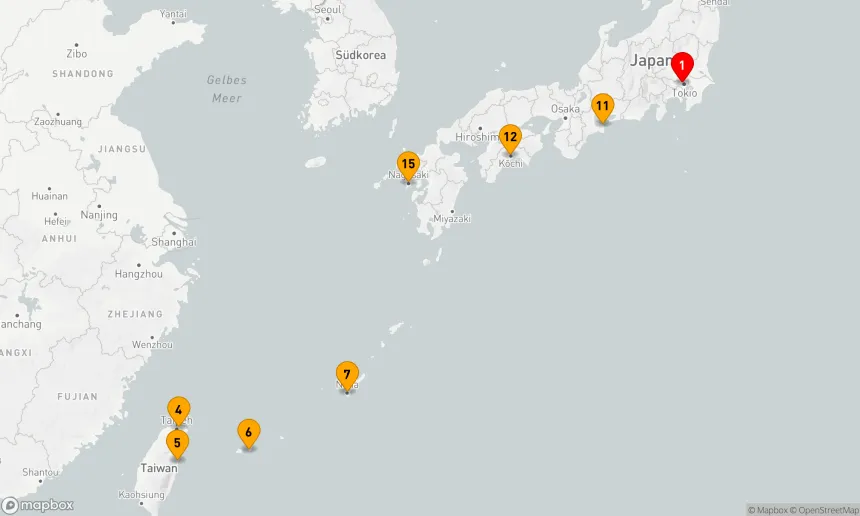 Route 16 Nächte - Großes Japan mit Okinawa & Taiwan