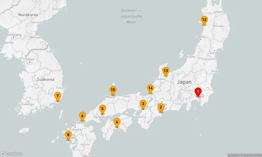 Route 18 Nächte - Großkreis Japan