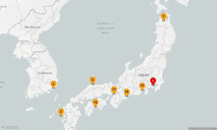 Route 17 Nächte - Großkreis Japan