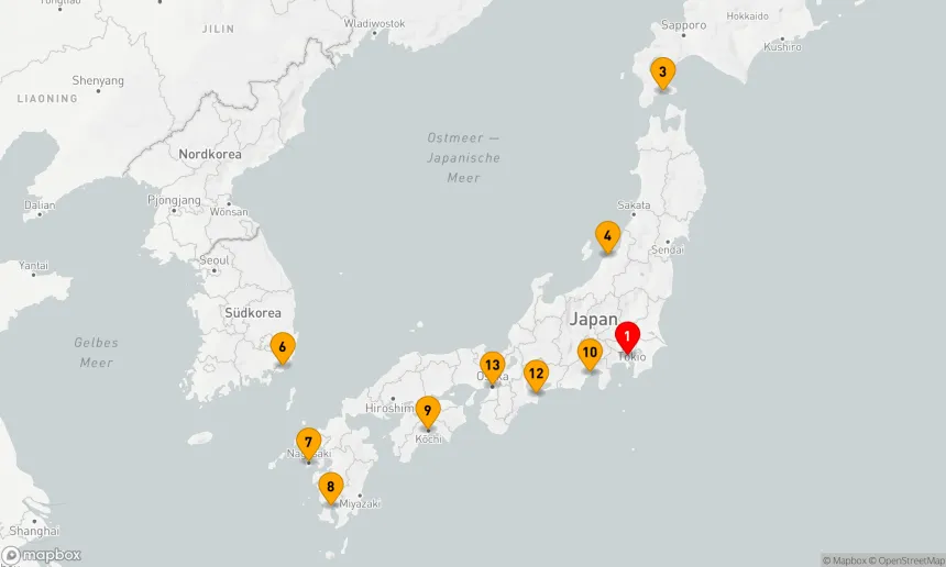 Route 19 Nächte - Großkreis Japan