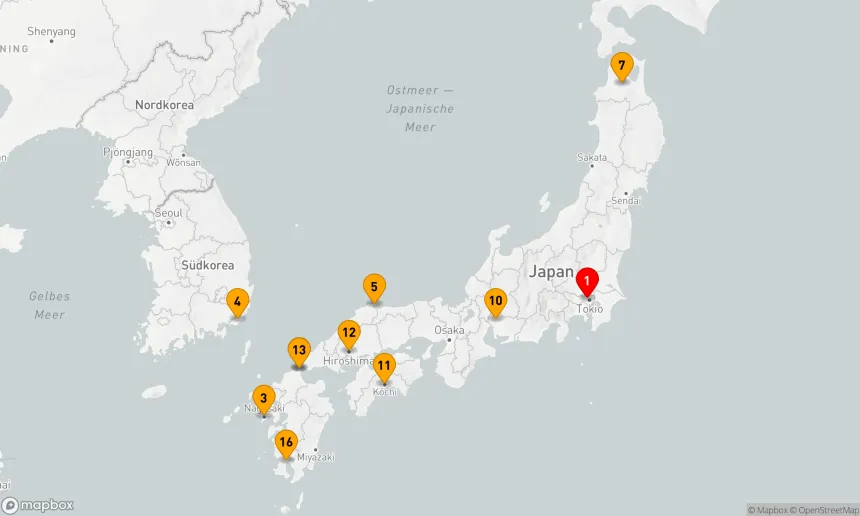 Route 17 Nächte - Großkreis Japan