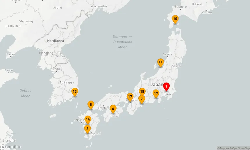 Route 19 Nächte - Großkreis Japan