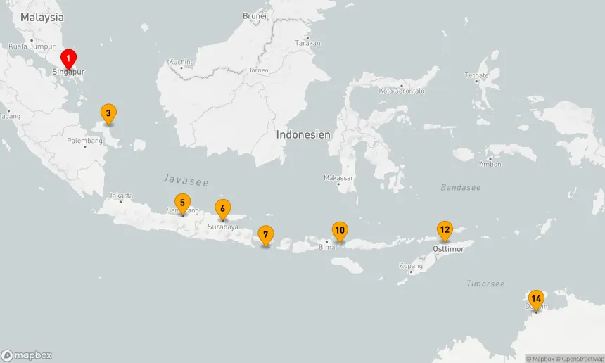 Route 13 Nächte - Heilige Tempel und Naturschätze in Indonesien