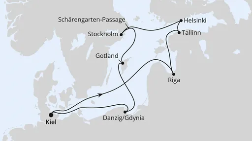 Route Highlights der Ostsee ab Kiel 1