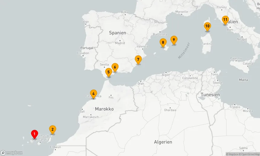 Route 10 Nächte - Höhepunkte in Spanien, Marokko und Italien