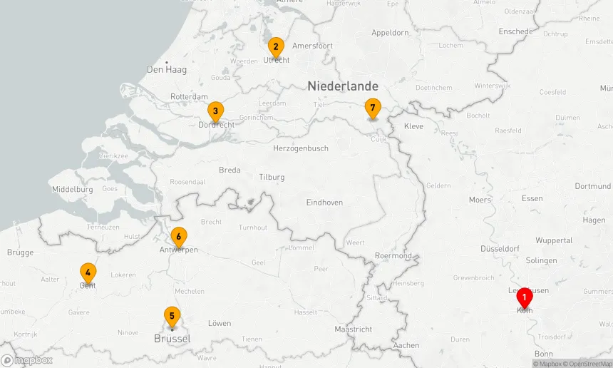Route 7 Nächte - Holland und Belgien