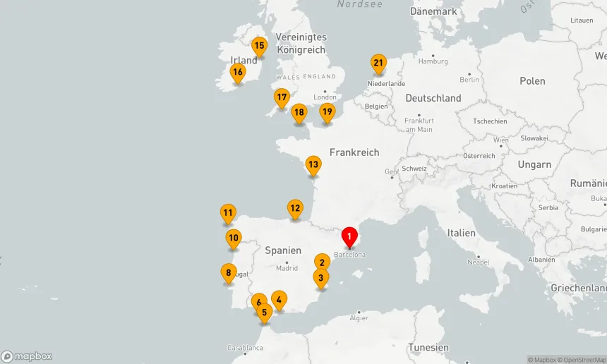 Route 20 Nächte - IBERIA & ATLANTIC EUROPE: IRLAND & LISSABON – ÜBERNACHTUNG