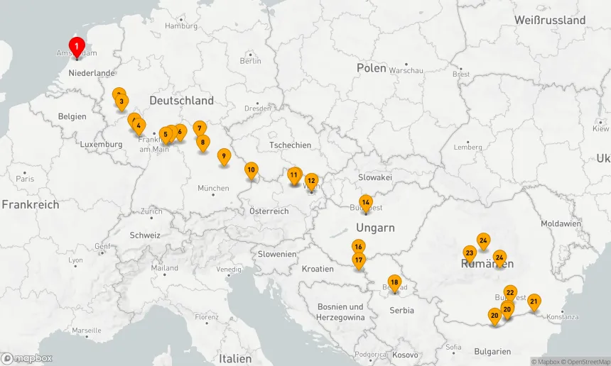 Route 26 Nächte - Ikonisches Europa,  von Amsterdam nach Bukarest mit Siebenbürgen