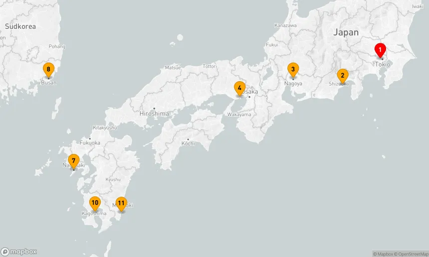 Route 12 Nächte - Imperiale Entdeckungsreise Japans und Südkoreas