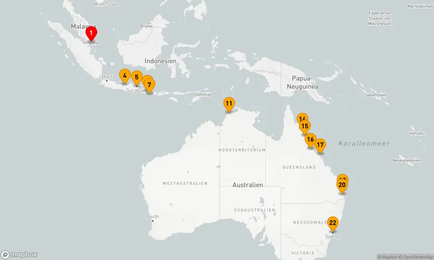 Route 21 Nächte - INDONESIEN & AUSTRALIEN KOMBINIERTE KREUZFAHRT: BALI, DARWIN & CAIRNS