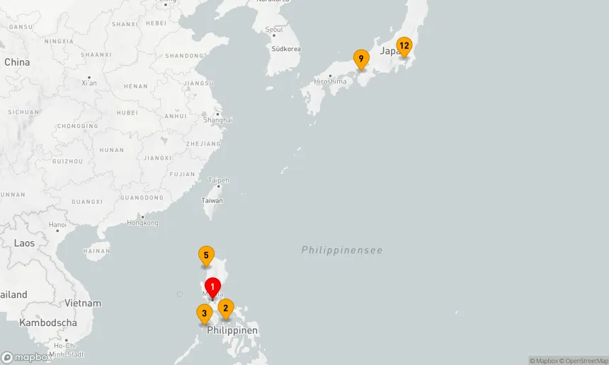 Route 12 Nächte - Insel- und Kulturwelten Asiens: Von den Philippinen nach Japan