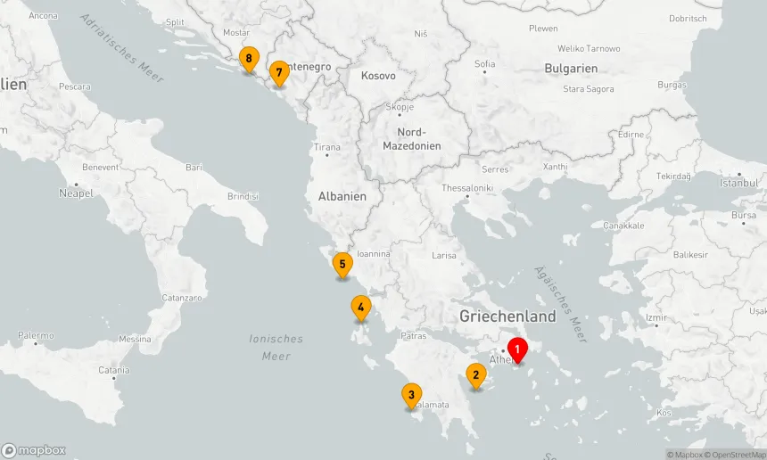 Route 7 Nächte - Inselhopping mit der Le Ponant – von Athen nach Dubrovnik