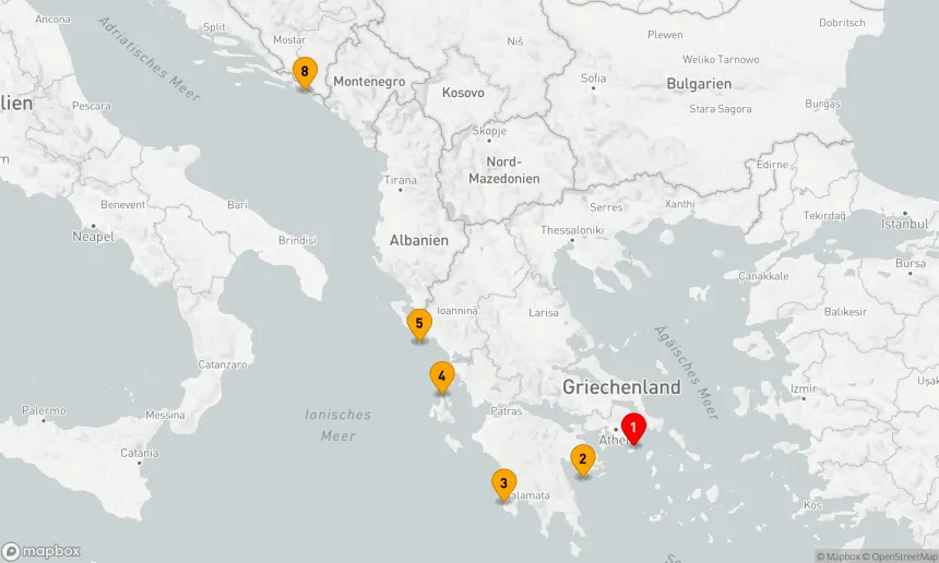 Route 7 Nächte - Inselhopping mit der Le Ponant – von Athen nach Dubrovnik