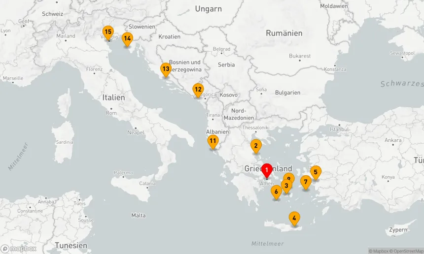 Route 14 Nächte - Inselzauber und Küstenperlen: Eine Odyssee von Athen bis Venedig