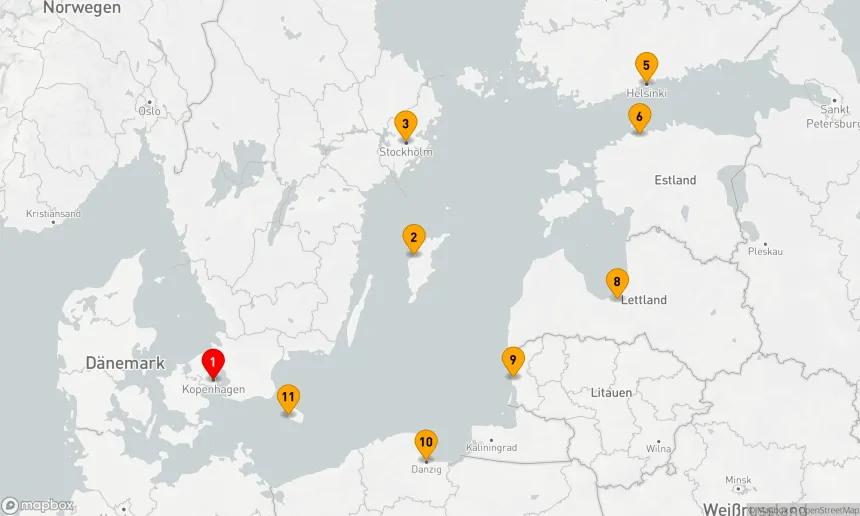Route 11 Nächte - INTENSIVKREUZFAHRT OSTSEE: STOCKHOLM, HELSINKI & KOPENHAGEN