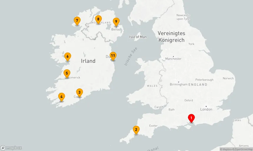 Route 12 Nächte - IRLAND INTENSIV KREUZFAHRT: GALWAY,  BELFAST & DUBLIN
