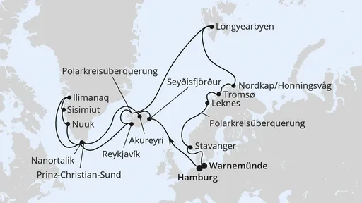 Route Island, Grönland & Spitzbergen ab Hamburg