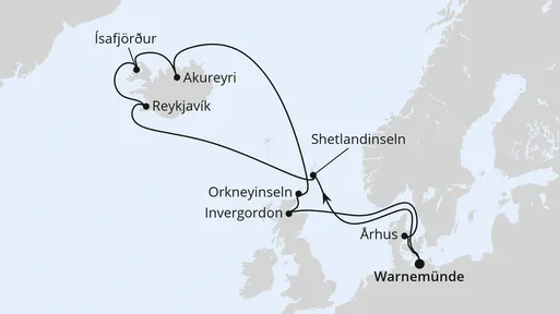 Route Island-Rundreise ab Warnemünde