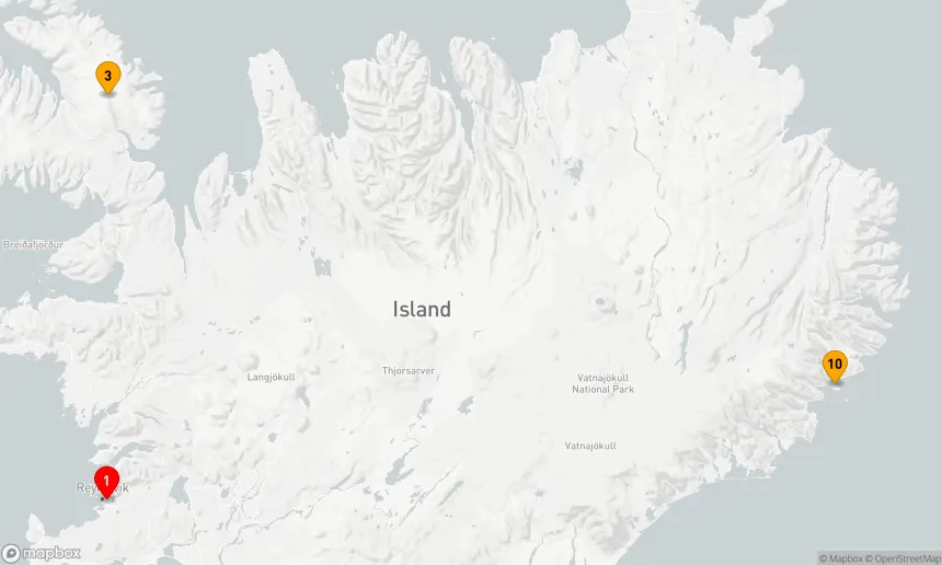 Route 11 Nächte - Island-Umrundung: Hubschrauber, Gletscher und Vulkane