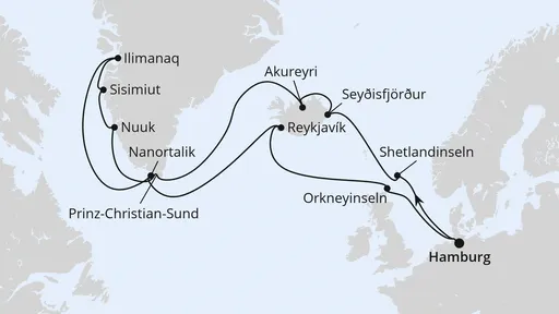 Route Island & Grönland ab Hamburg